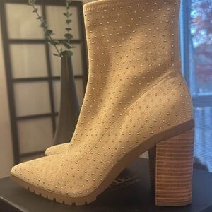 Charles David Tan Studded Heeled Boots